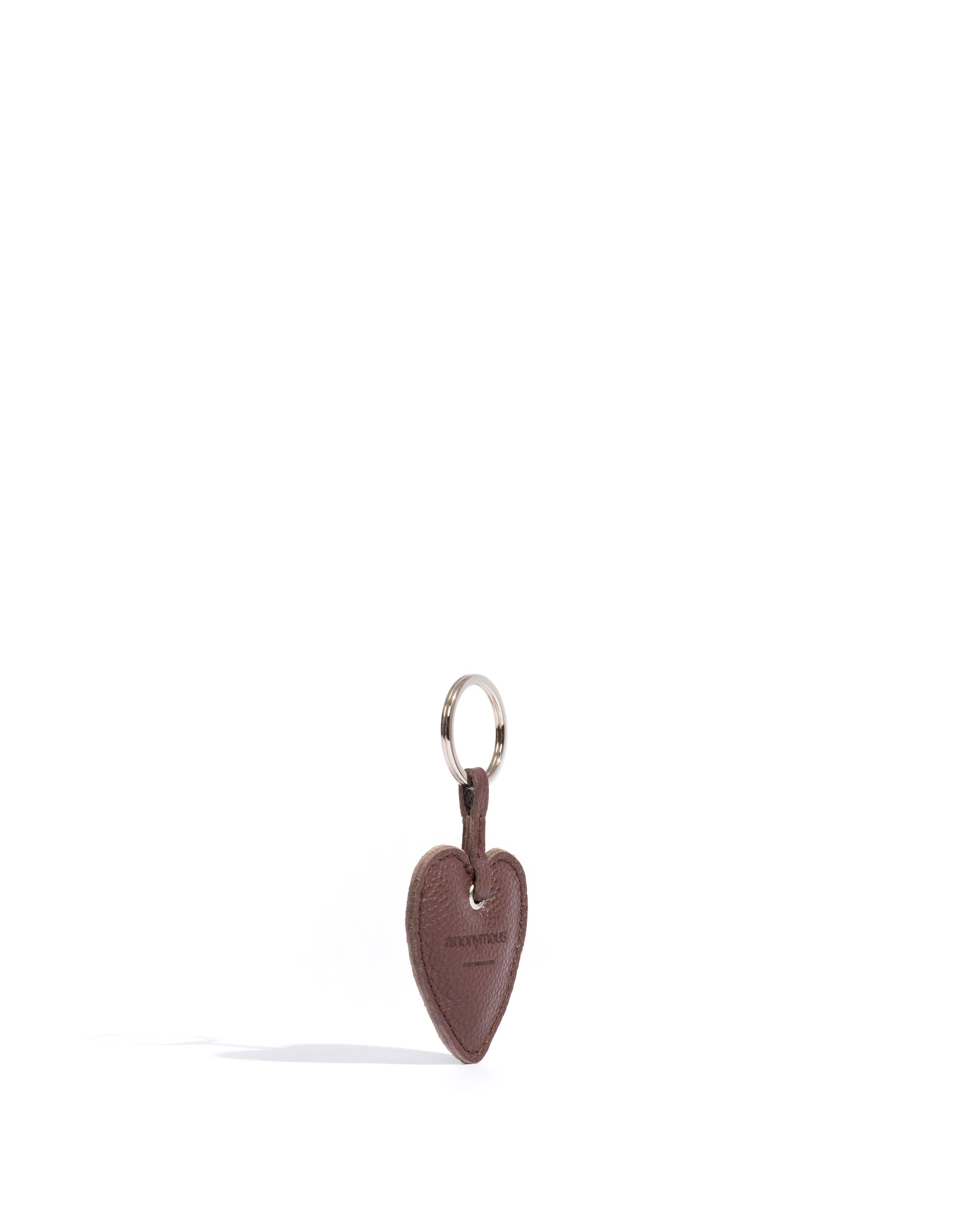 Heart keyring Pebbled soft calf Chocolate sold by Anonymous Copenhagen product image thumbnail 2