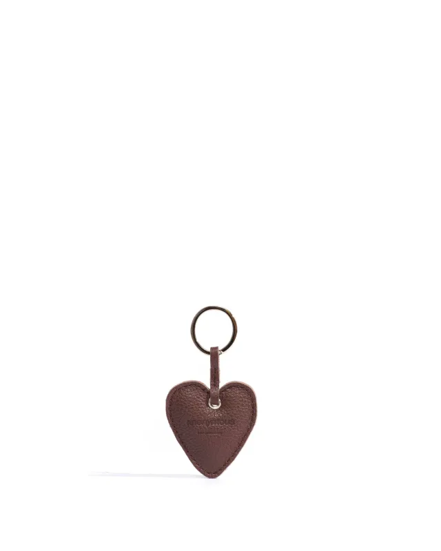 Heart keyring Pebbled soft calf Chocolate made by Anonymous Copenhagen