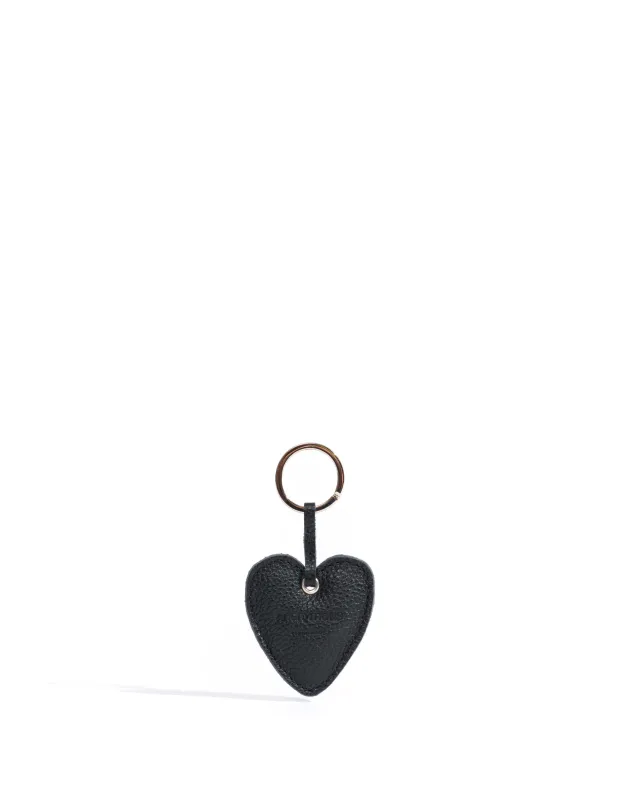 Heart keyring Pebbled soft calf Black made by Anonymous Copenhagen