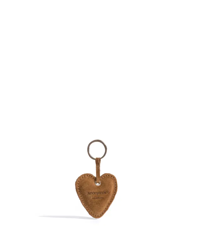 Heart keyring Calf suede Cinnamon made by Anonymous Copenhagen