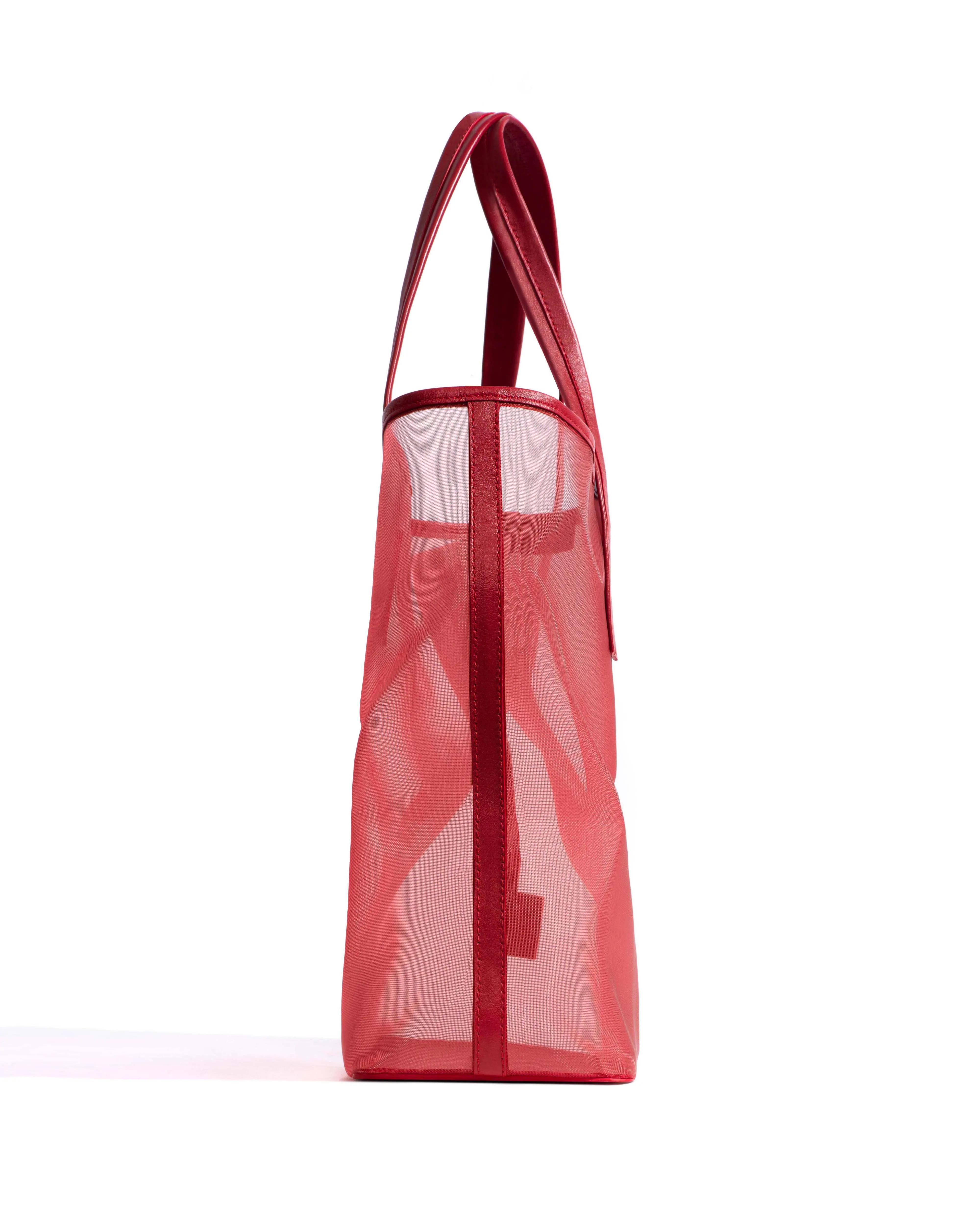 Ruba shopper mesh Shiny lamb & mesh Ruby red sold by Anonymous Copenhagen product image thumbnail 3