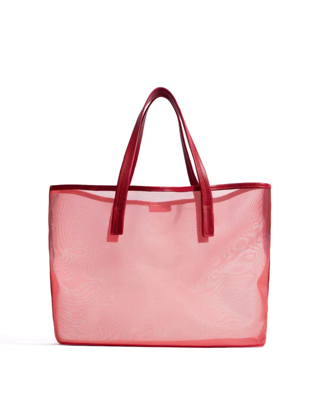 Ruba shopper mesh Shiny lamb & mesh Ruby red made by Anonymous Copenhagen