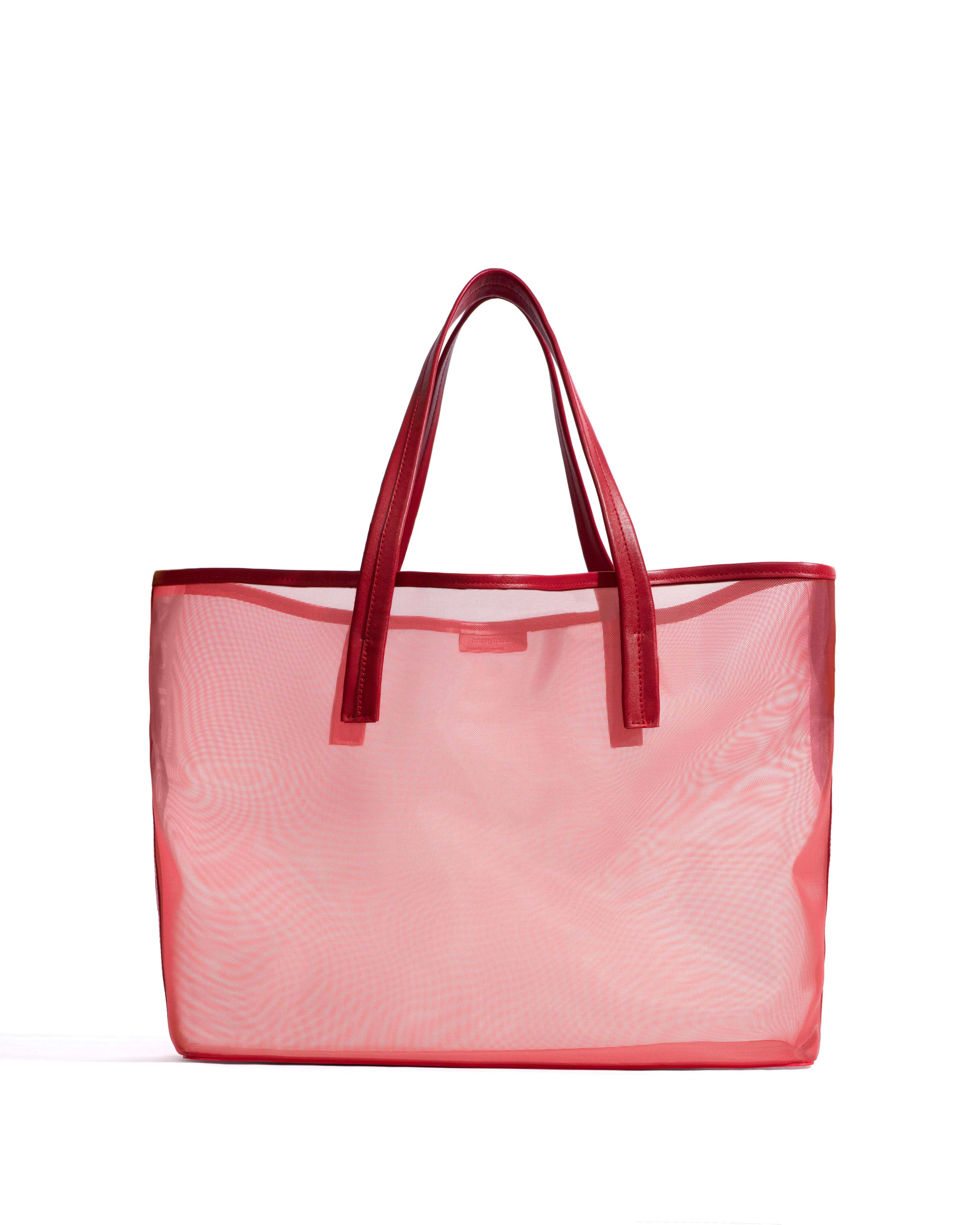 Ruba shopper mesh Shiny lamb & mesh Ruby red sold by Anonymous Copenhagen