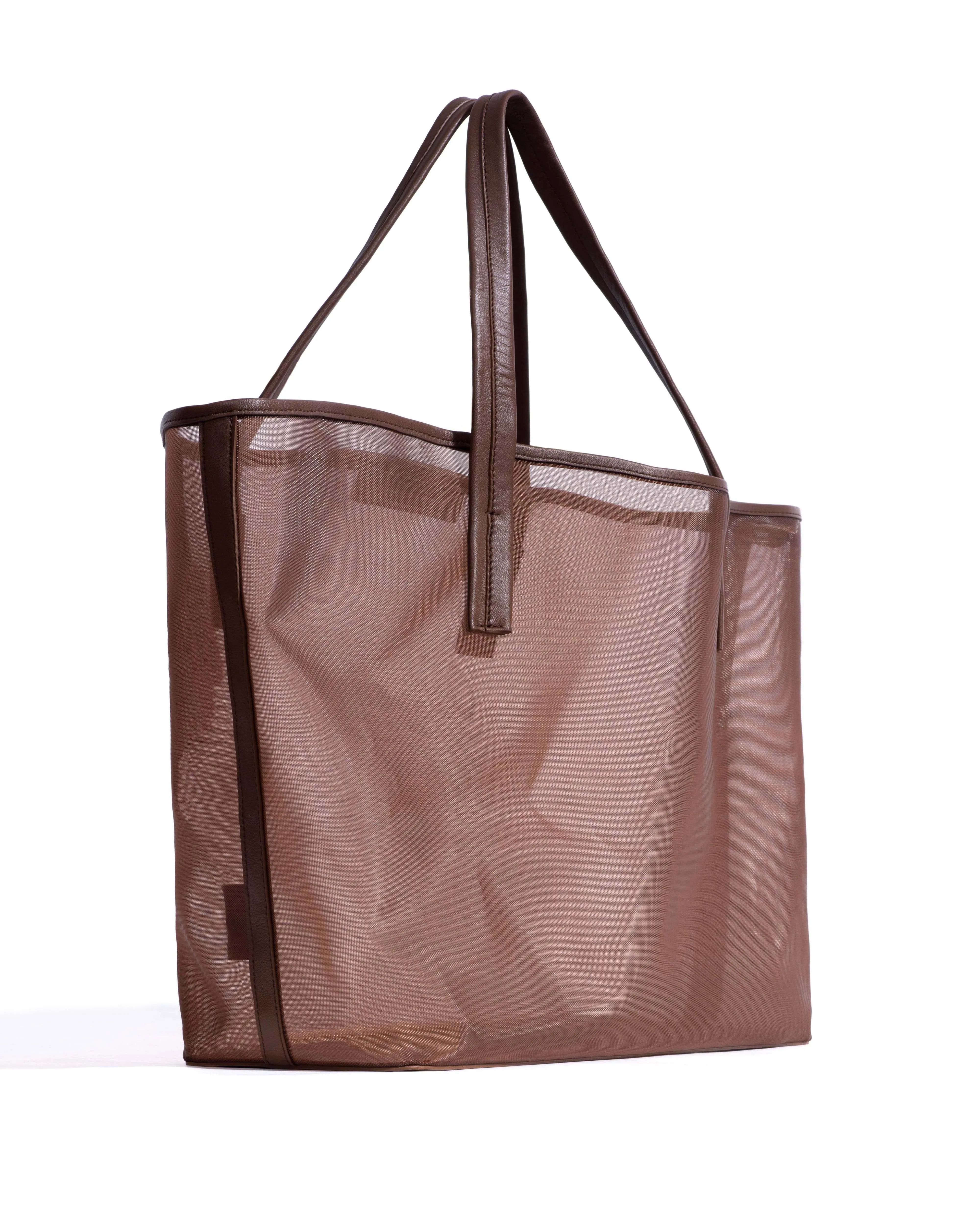 Ruba shopper mesh Shiny lamb & mesh Chocolate sold by Anonymous Copenhagen product image thumbnail 2