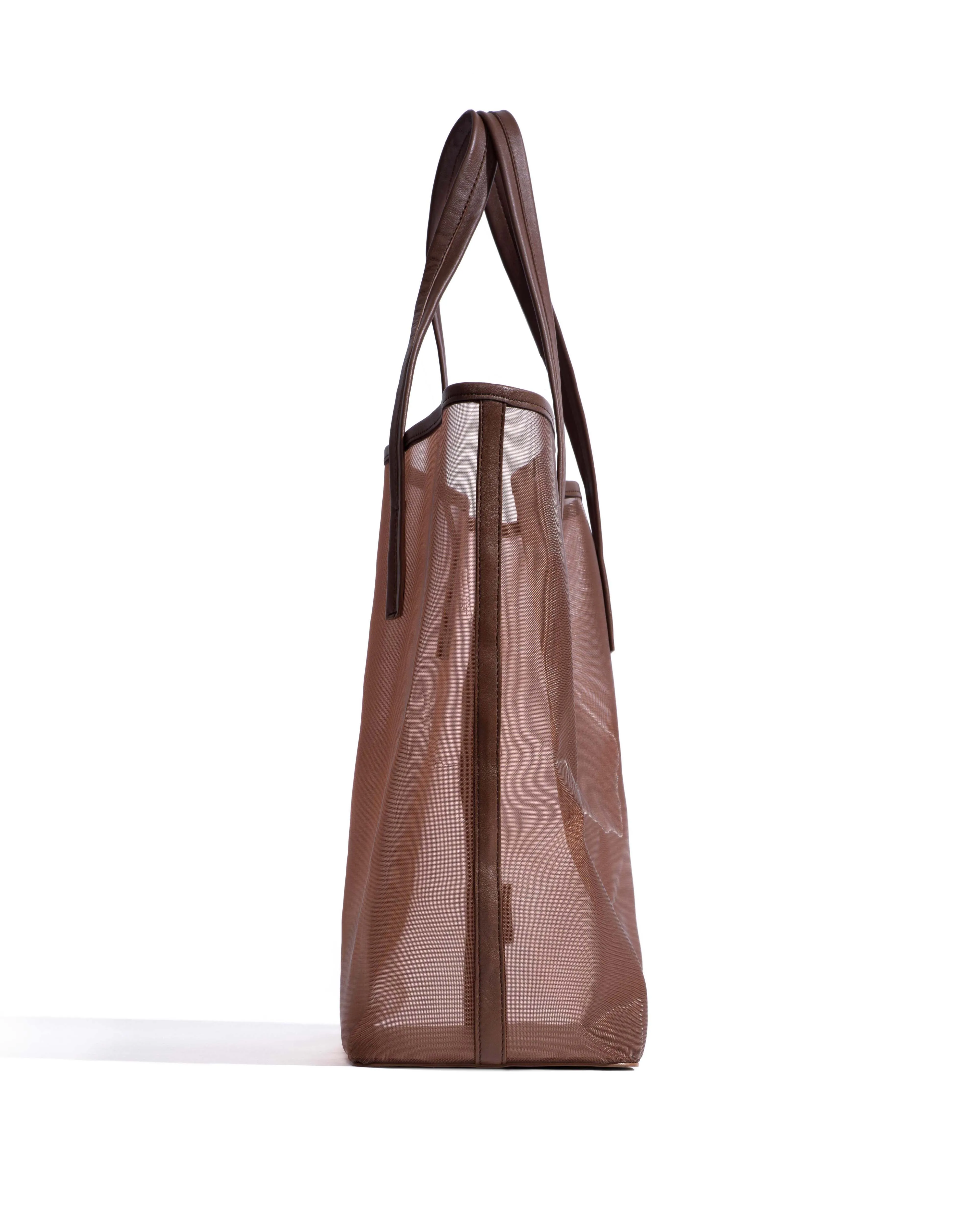 Ruba shopper mesh Shiny lamb & mesh Chocolate sold by Anonymous Copenhagen product image thumbnail 3