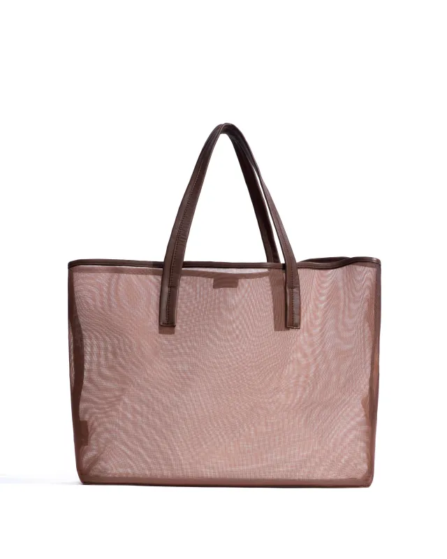 Ruba shopper mesh Shiny lamb & mesh Chocolate made by Anonymous Copenhagen