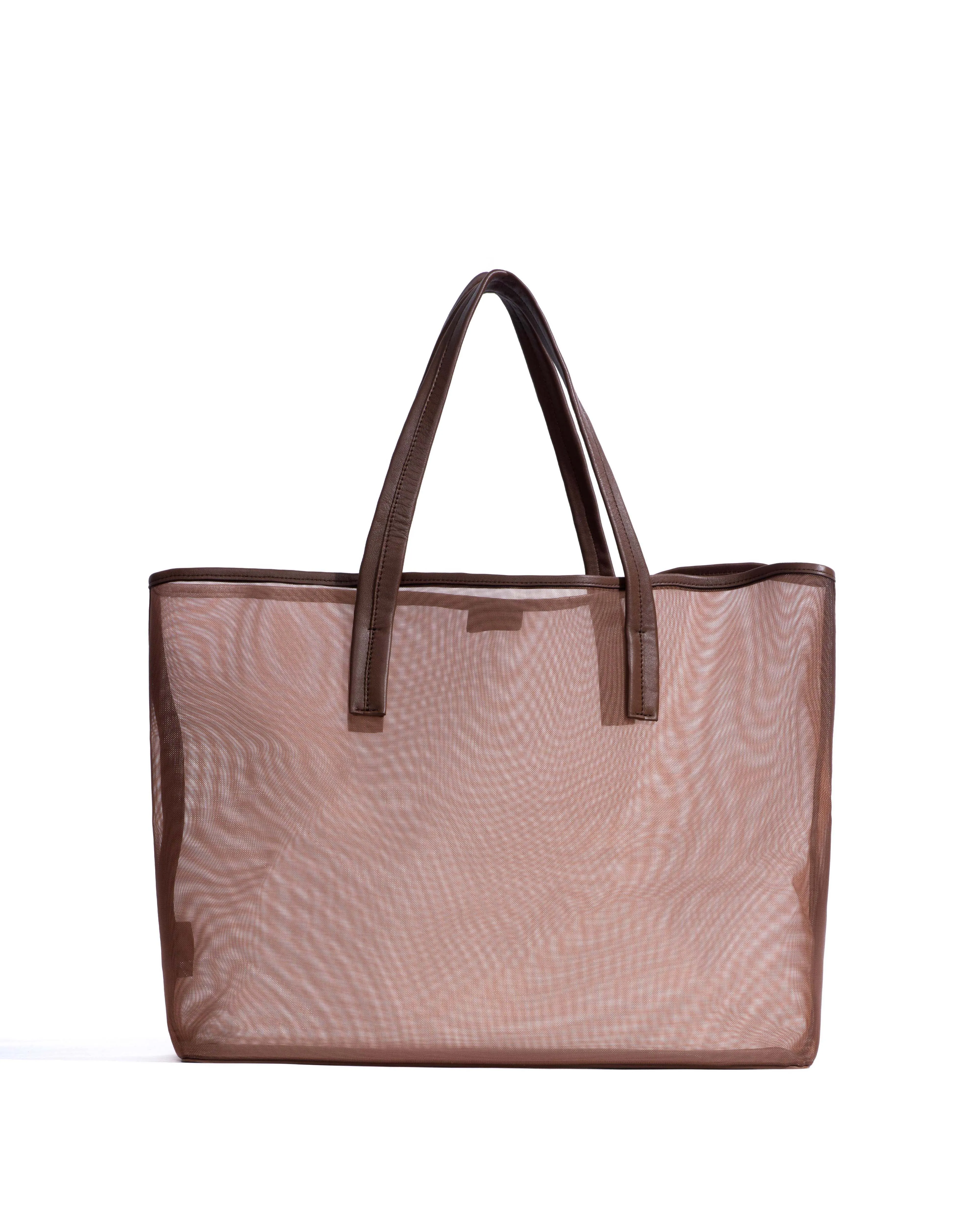 Ruba shopper mesh Shiny lamb & mesh Chocolate sold by Anonymous Copenhagen