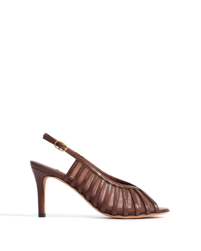 Carminho 75 mesh Shiny lamb & mesh Chocolate made by Anonymous Copenhagen