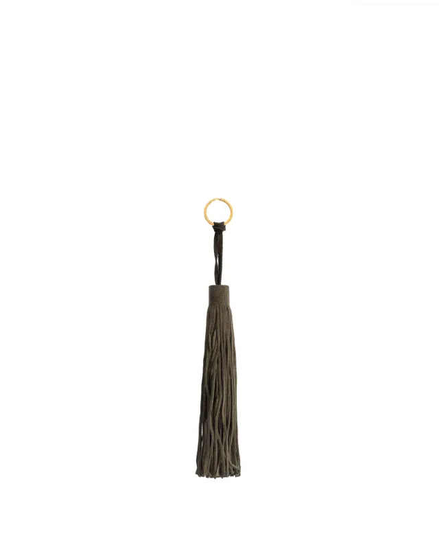 Langley fringe keyring Calf suede Moss green made by Anonymous Copenhagen