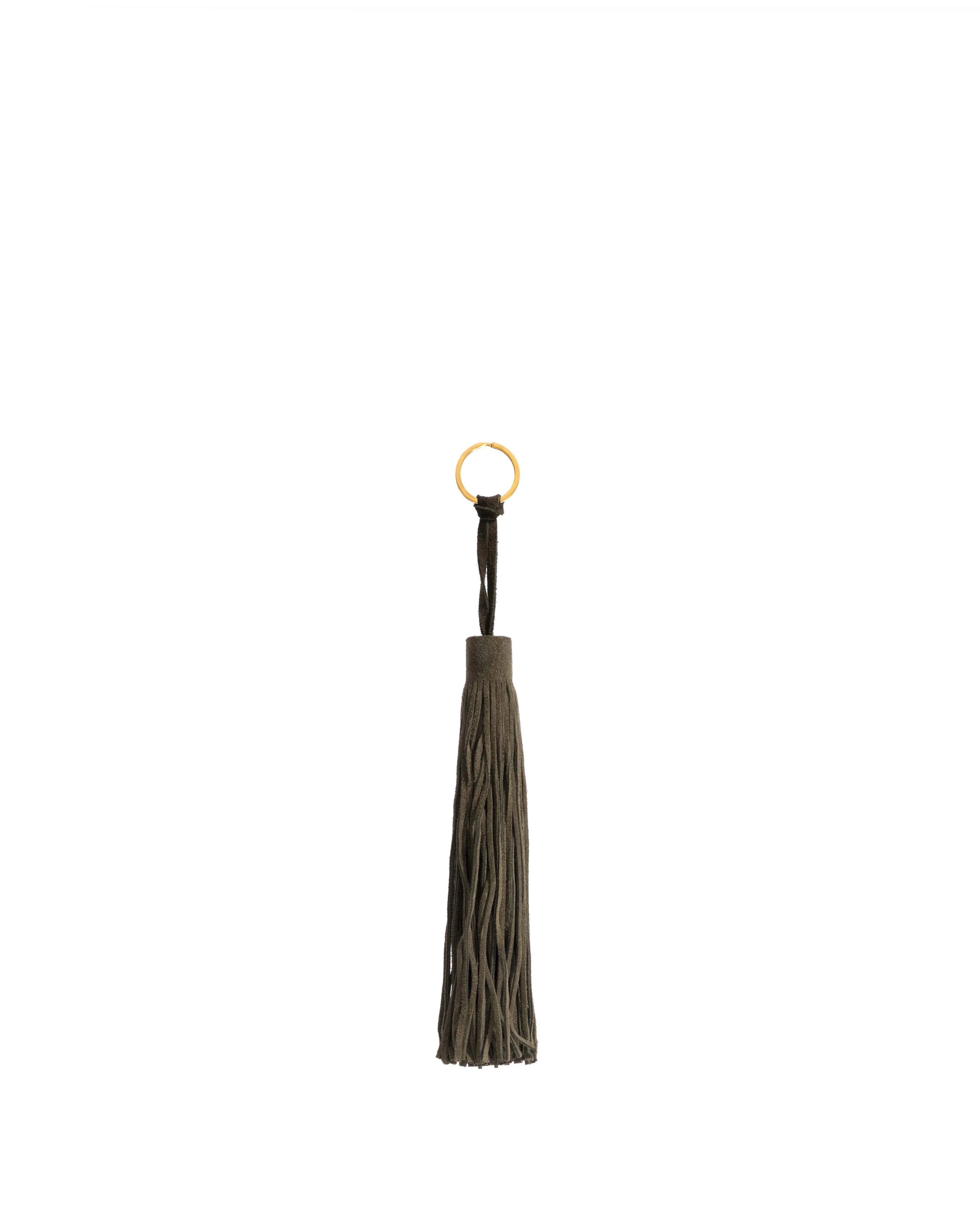 Langley fringe keyring Calf suede Moss green sold by Anonymous Copenhagen