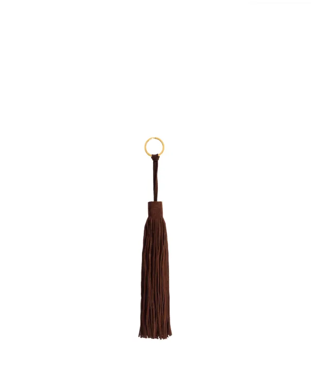 Langley fringe keyring Calf suede Chocolate made by Anonymous Copenhagen