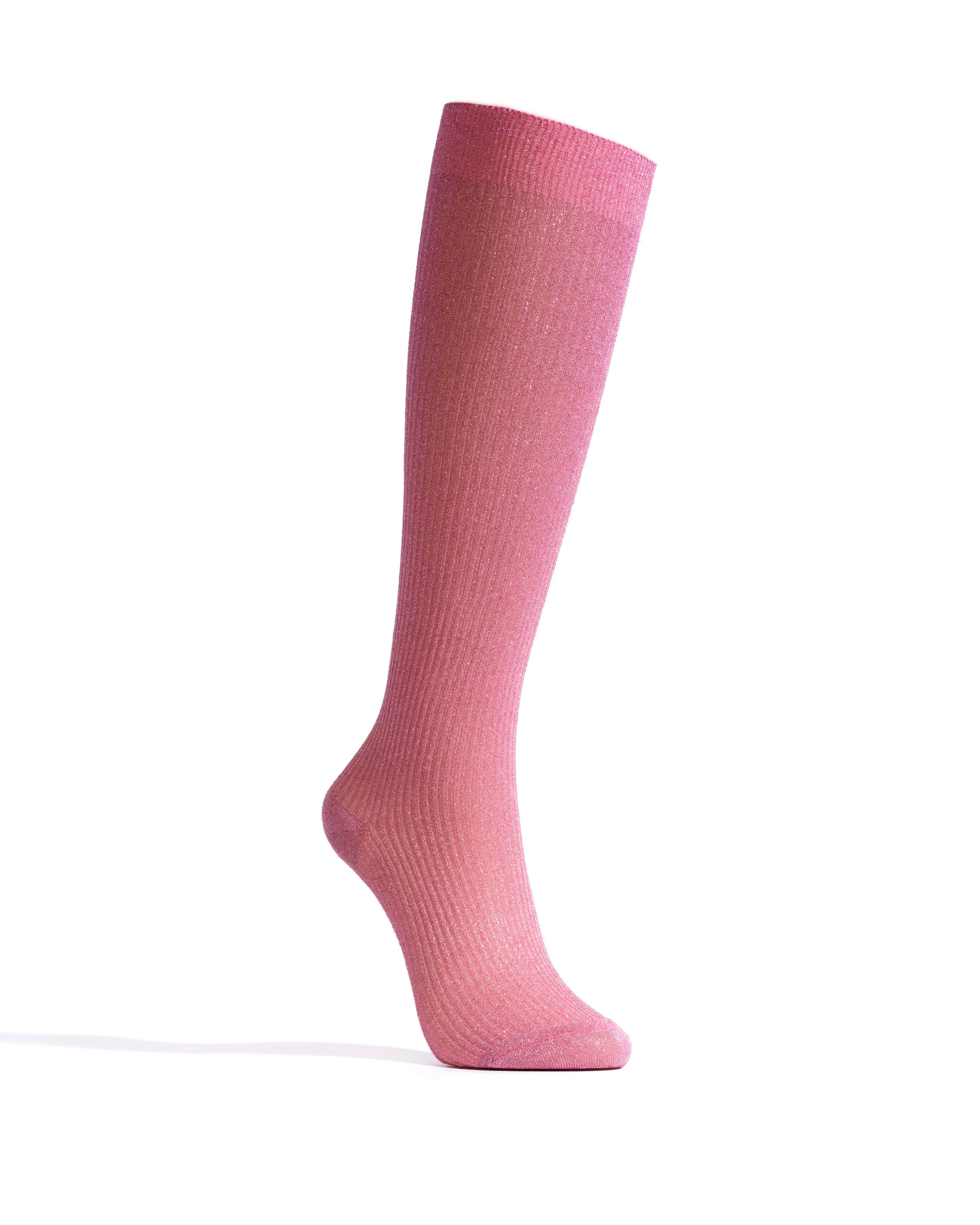 Noa mid calf glitter socks 52% nylon 48% polyester Burned rose sold by Anonymous Copenhagen product image thumbnail 2