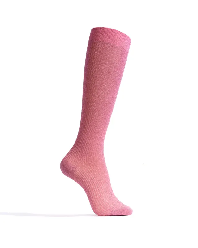 Noa mid calf glitter socks 52% nylon 48% polyester Burned rose made by Anonymous Copenhagen