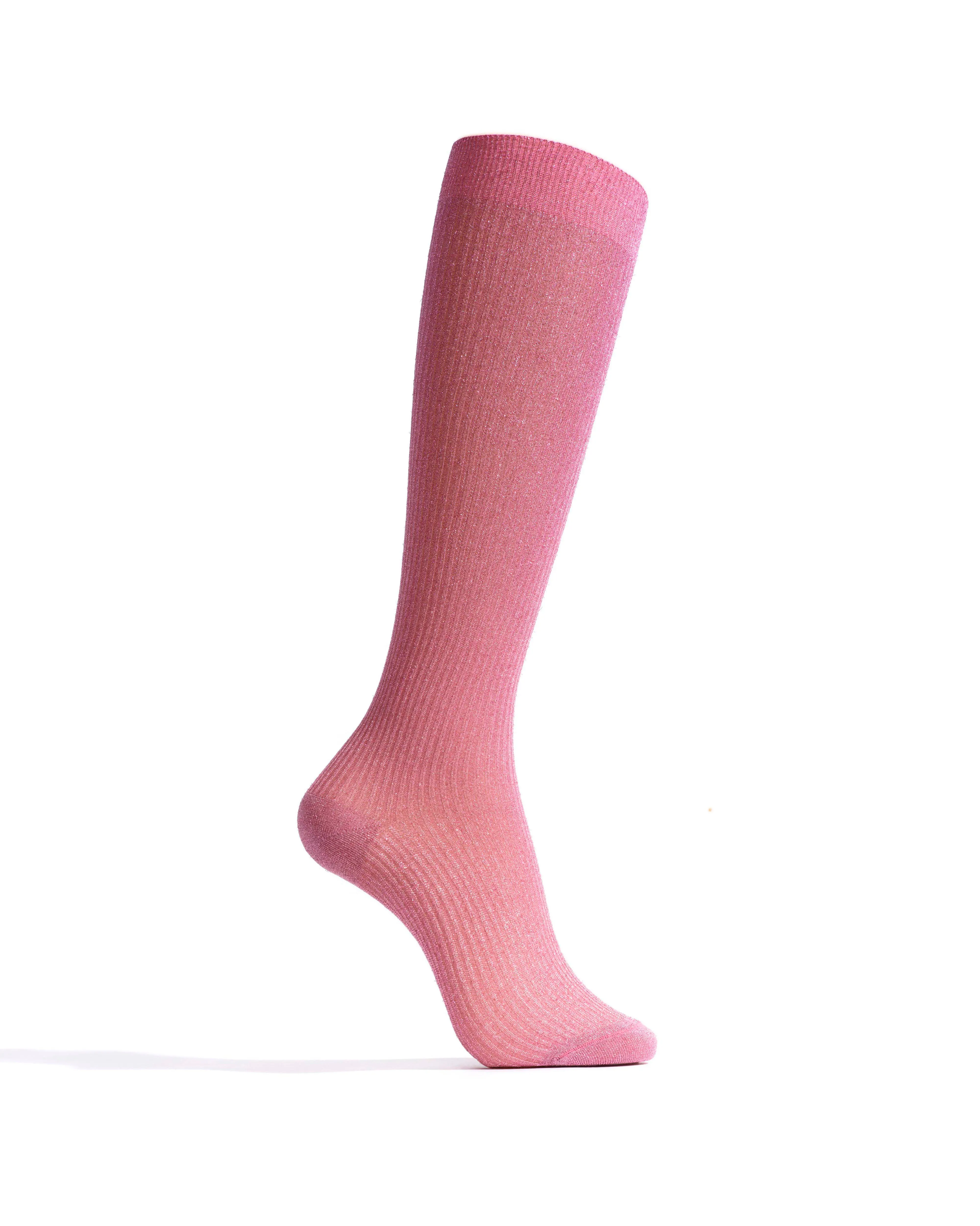 Noa mid calf glitter socks 52% nylon 48% polyester Burned rose sold by Anonymous Copenhagen