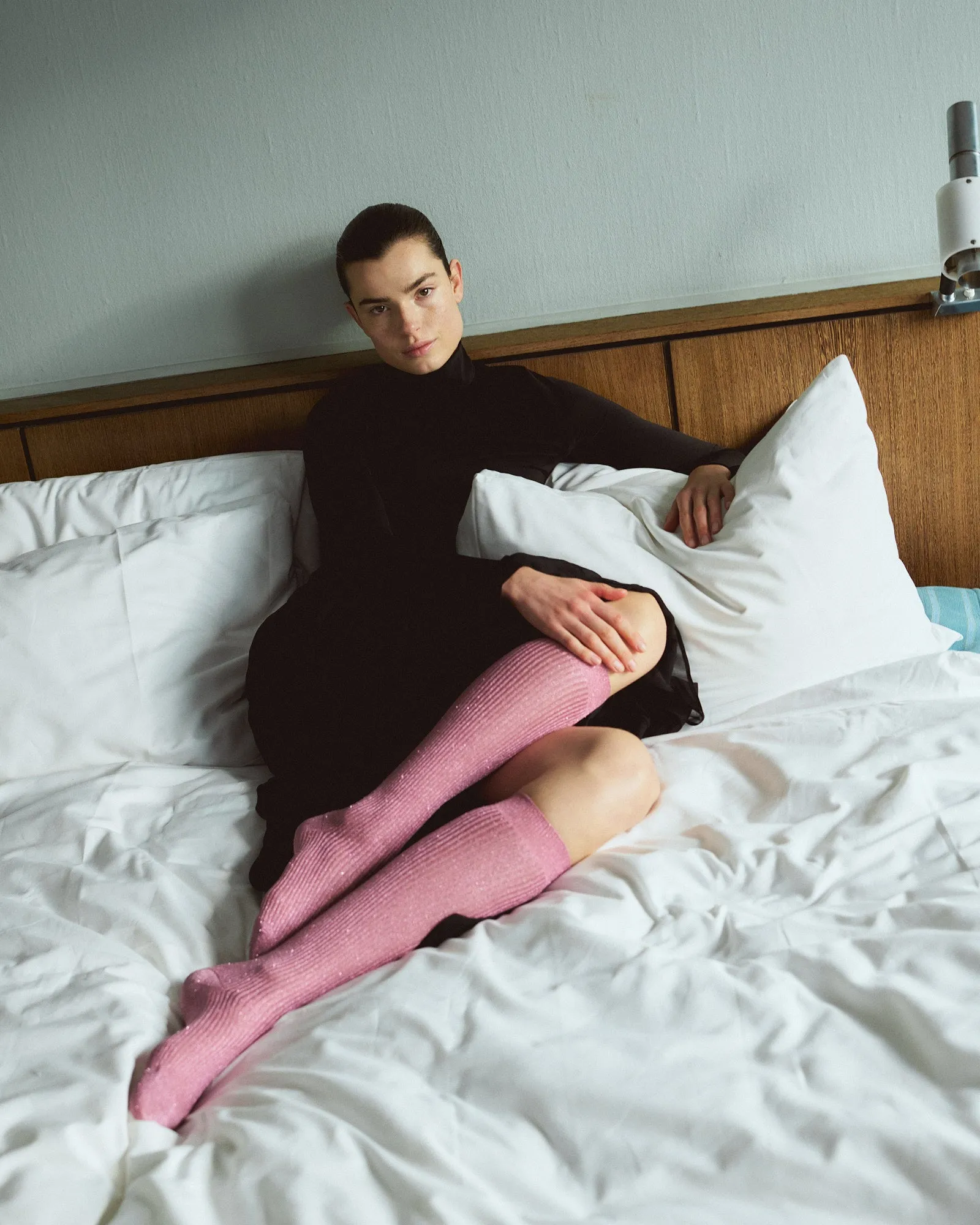 Noa mid calf glitter socks 52% nylon 48% polyester Burned rose sold by Anonymous Copenhagen product image thumbnail 3