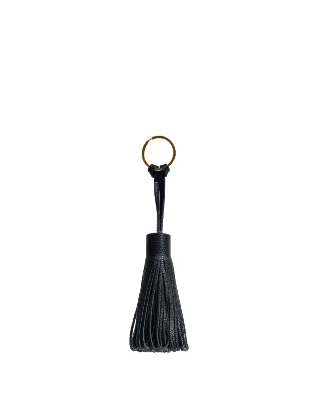 Katty fringe keyring Pebbled soft calf Black made by Anonymous Copenhagen