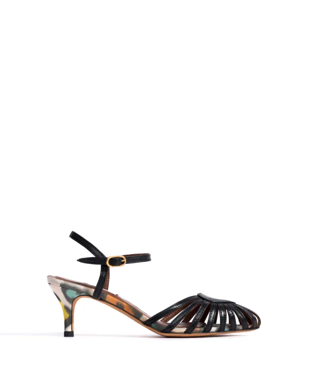 Keesha 55 Shiny lamb & satin print Black & multicolor leopard made by Anonymous Copenhagen