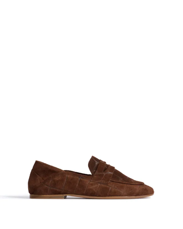 Lindsay Croco calf suede Chocolate made by Anonymous Copenhagen
