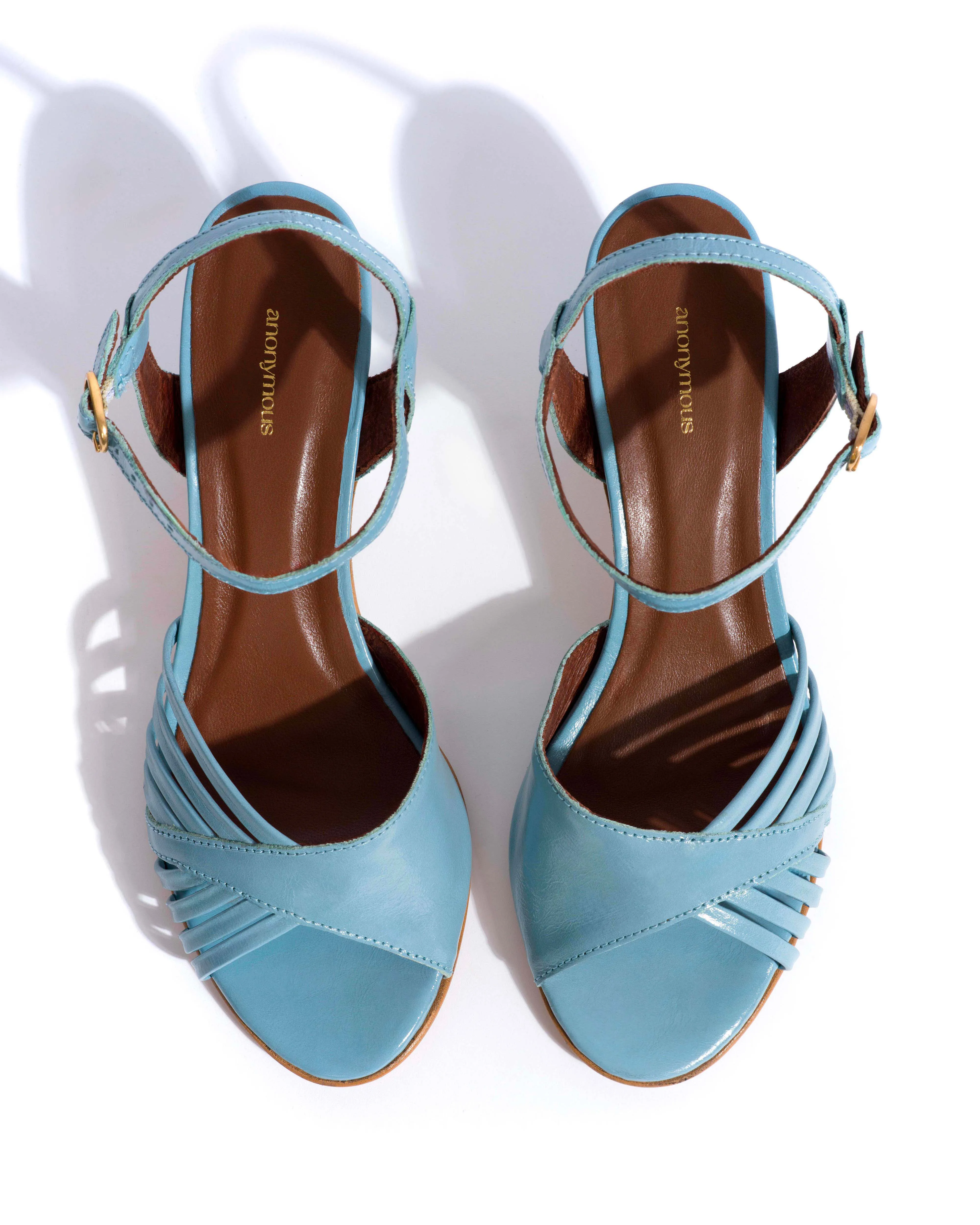 Hermine 50 stiletto Crinkled polished goat Porcelain blue sold by Anonymous Copenhagen product image thumbnail 4