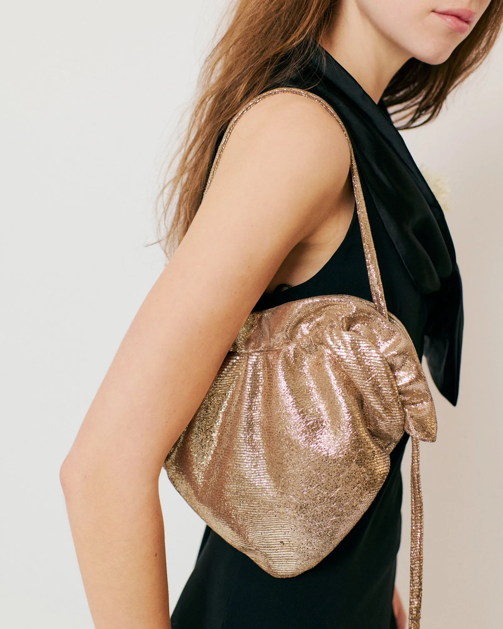 Zally classic heart bag Lizard metallic goat Vintage champagne sold by Anonymous Copenhagen product image thumbnail 3