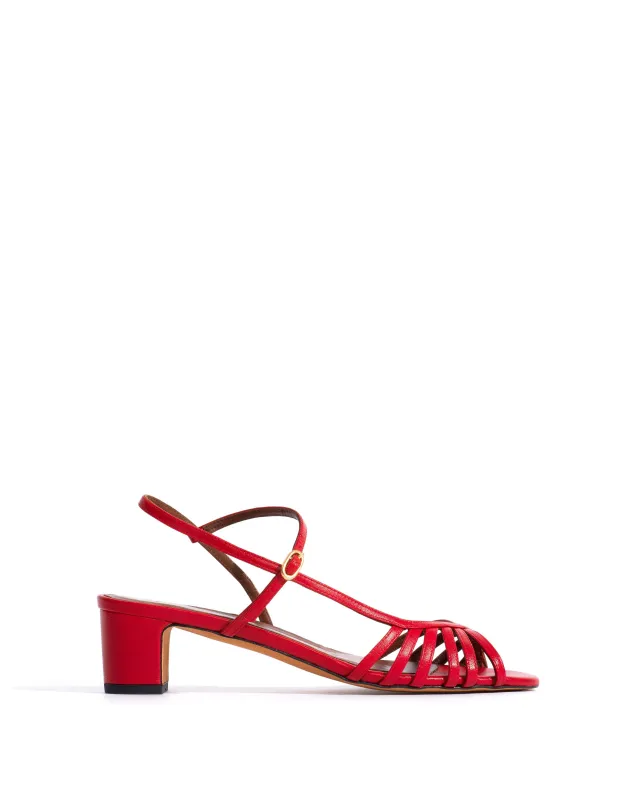 Carlota 40 Shiny lamb Ruby red made by Anonymous Copenhagen