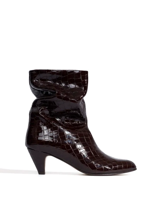 Vully 50 stiletto Polished croco calf Coffee brown made by Anonymous Copenhagen