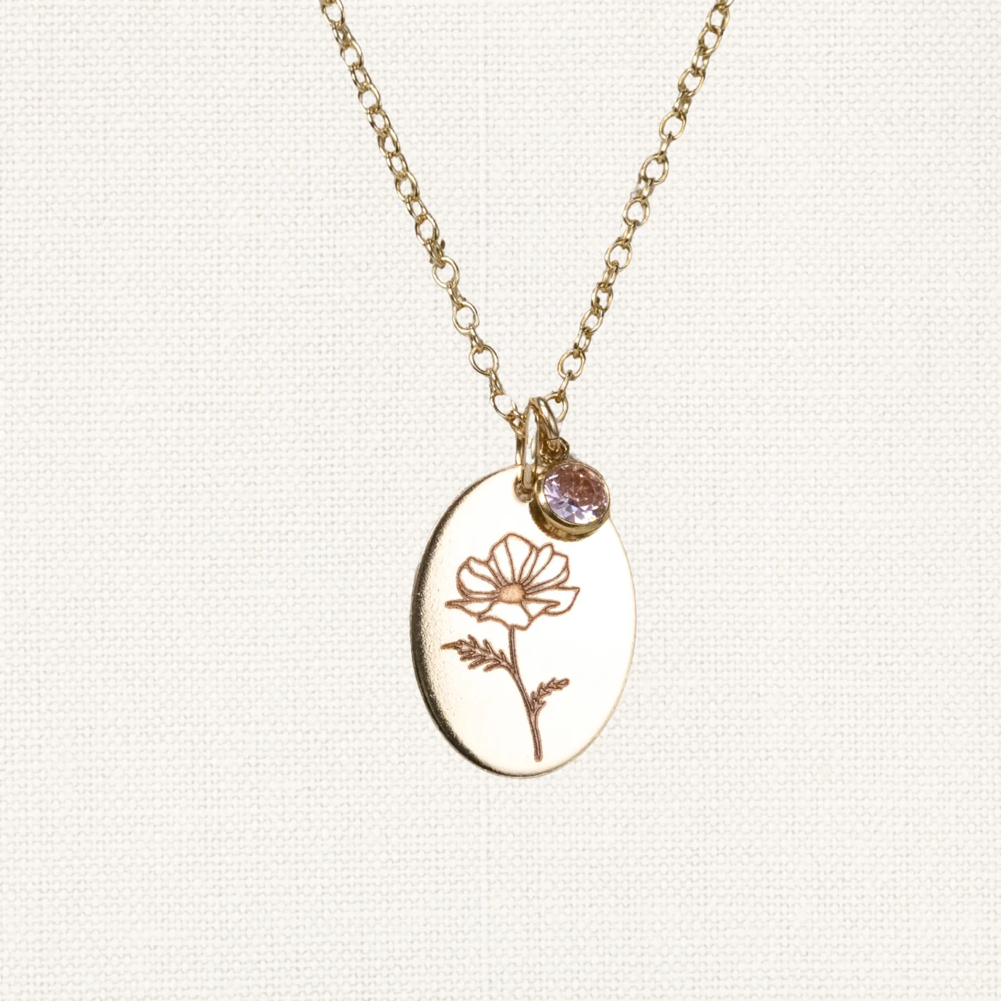Birth Flower and Birthstone Necklace sold by Elysium Hope
