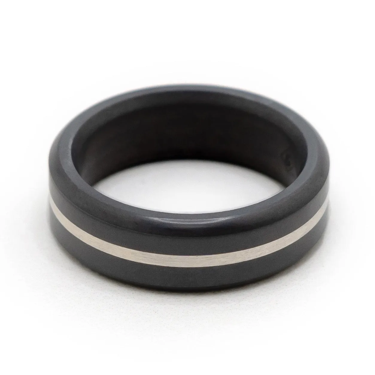 Kratos Rounded Platinum Inlay Ring 7mm sold by Elysium Hope product image thumbnail 2