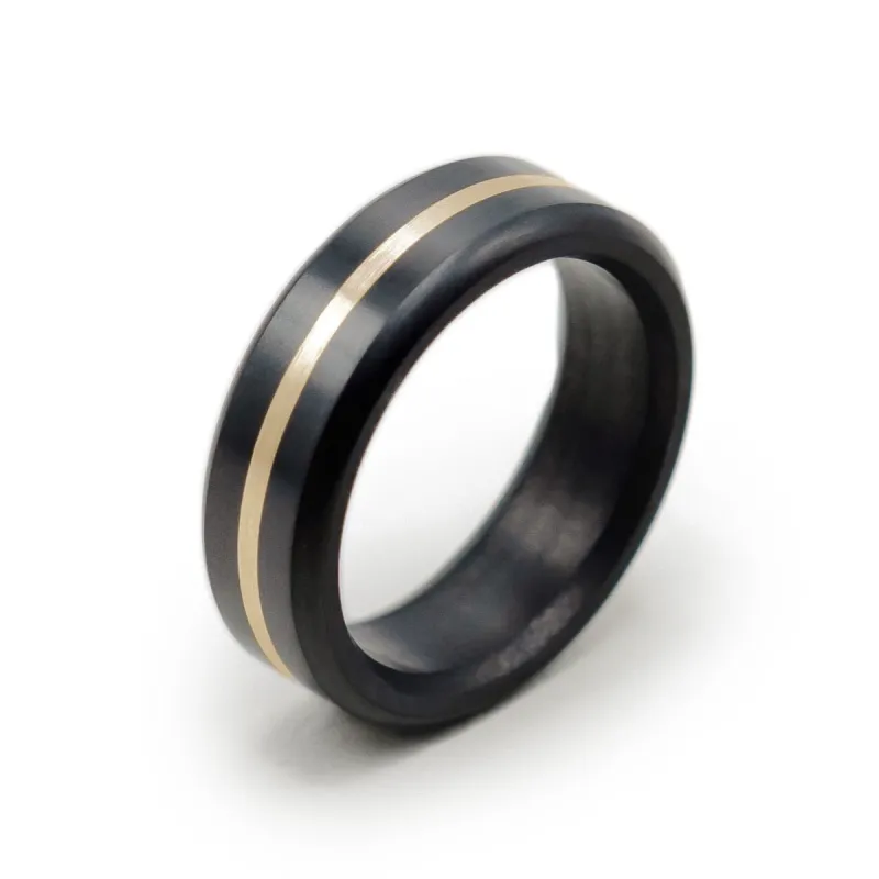 Kratos Rounded Gold Inlay Ring 7mm sold by Elysium Hope