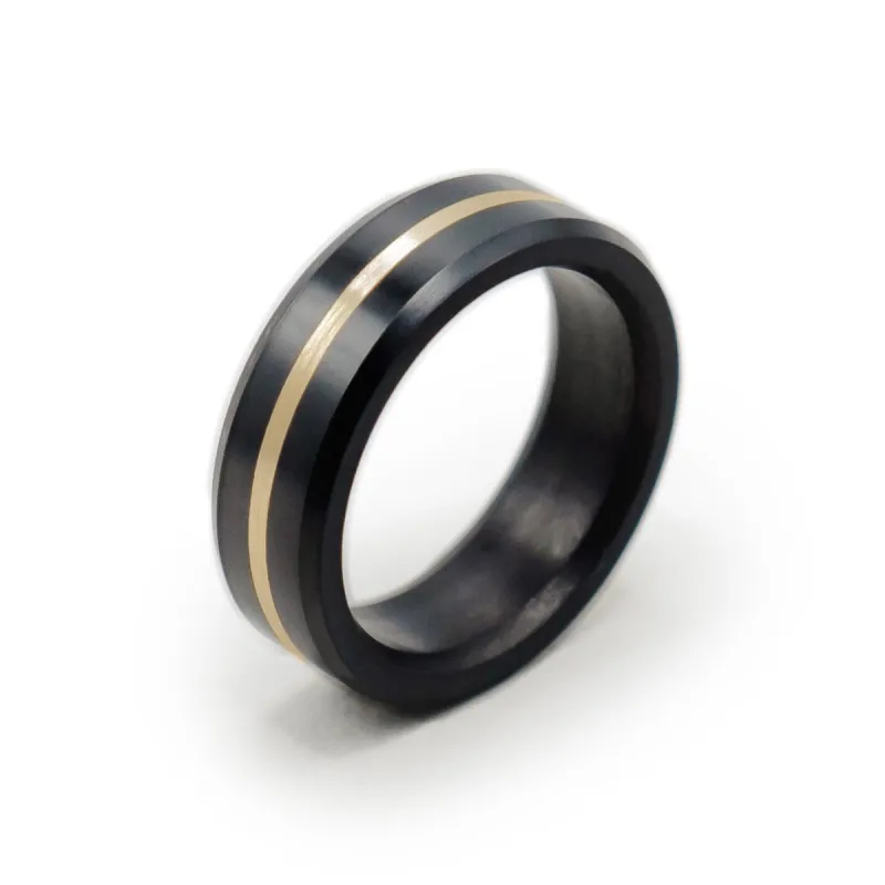 Ares Beveled Gold Inlay Ring 7mm sold by Elysium Hope