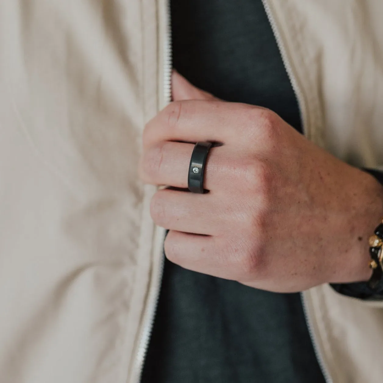 Ares Beveled Diamond Inset Ring 7mm sold by Elysium Hope product image thumbnail 3