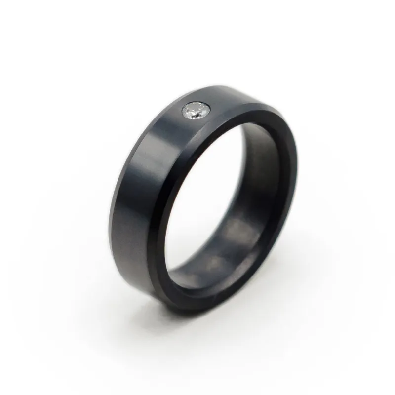 Ares Beveled Diamond Inset Ring 7mm sold by Elysium Hope