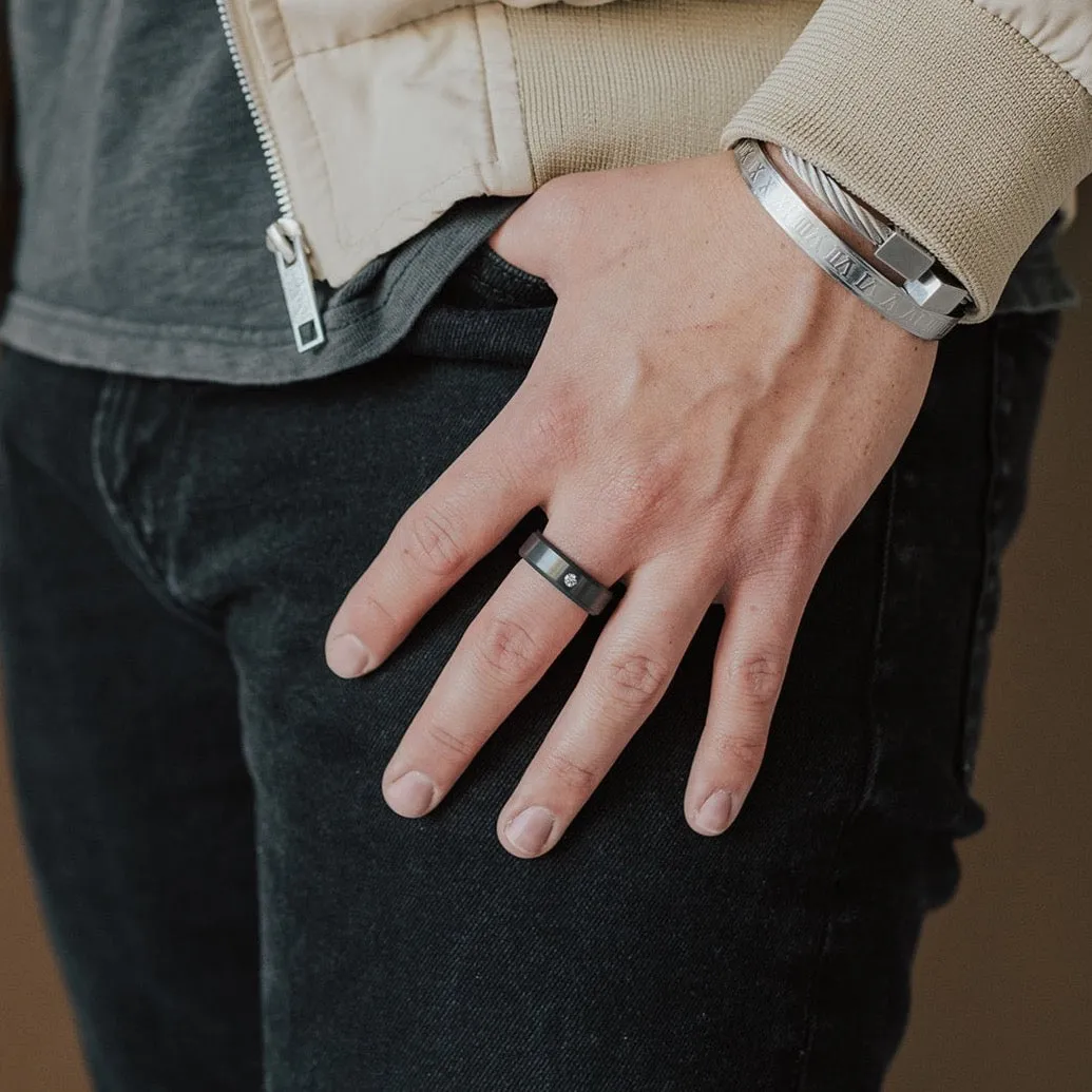 Ares Beveled Diamond Inset Ring 7mm sold by Elysium Hope product image thumbnail 4