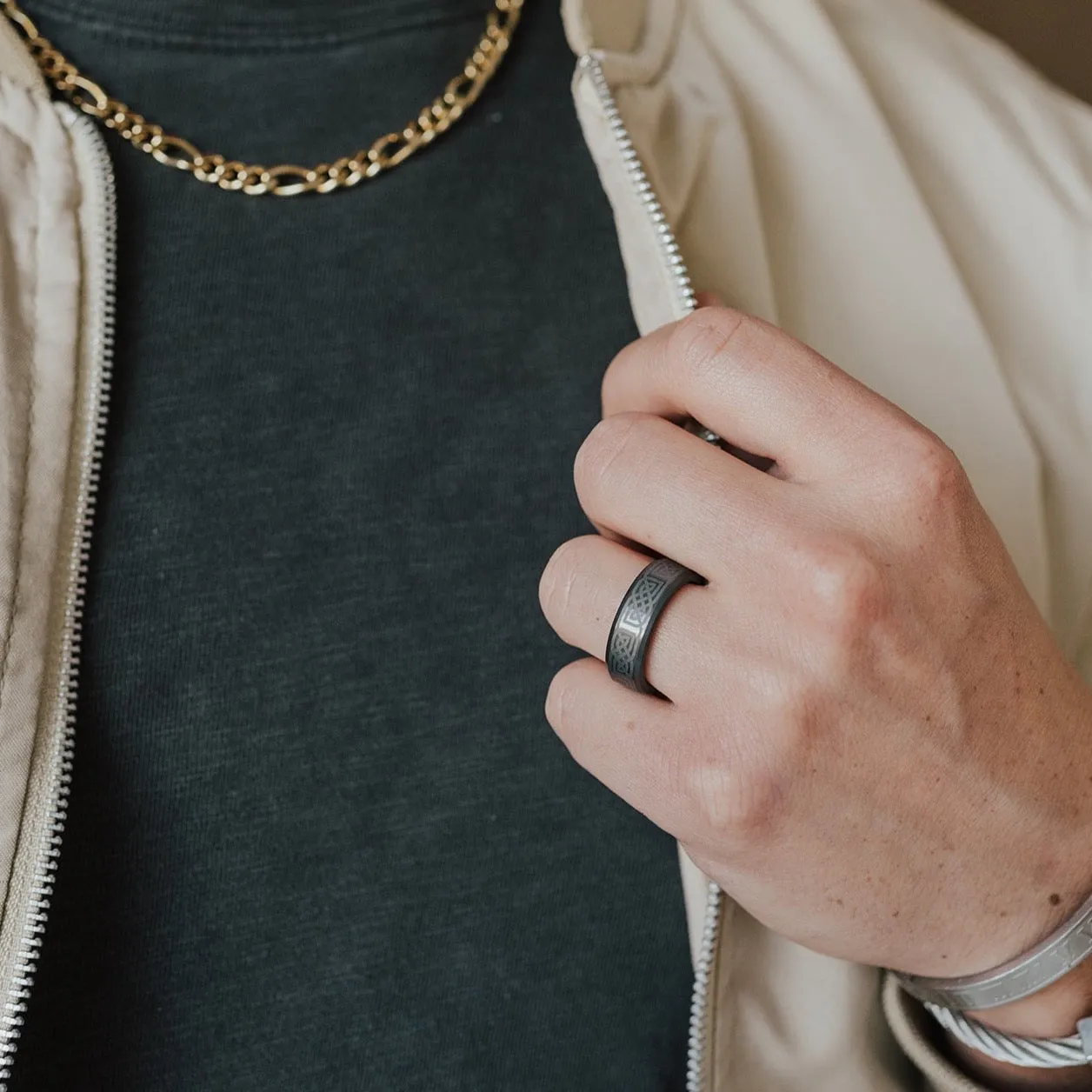 Ares Beveled Celtic Laser Ring 7mm sold by Elysium Hope product image thumbnail 3