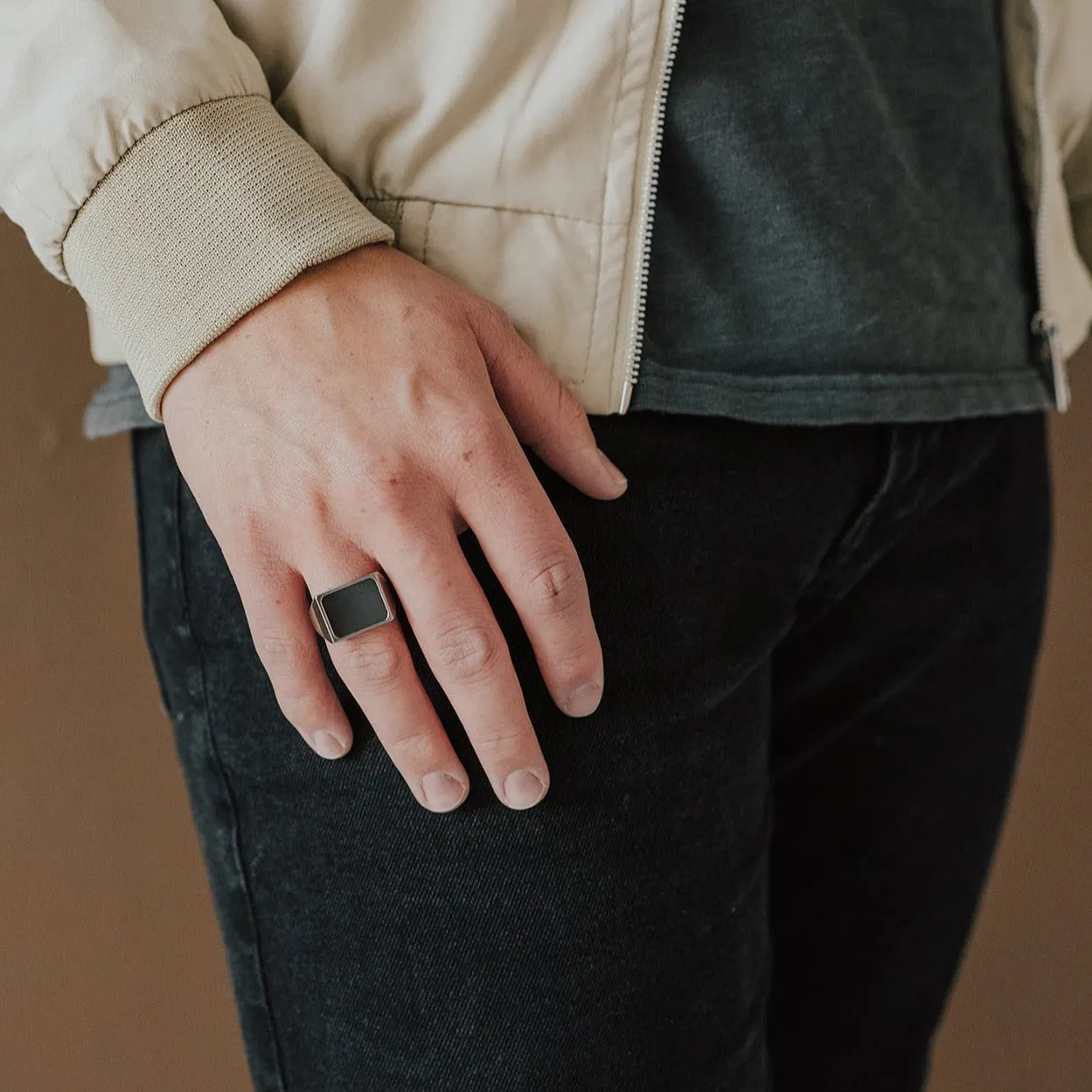 Perseus Titanium Signet Ring 8mm sold by Elysium Hope product image thumbnail 5