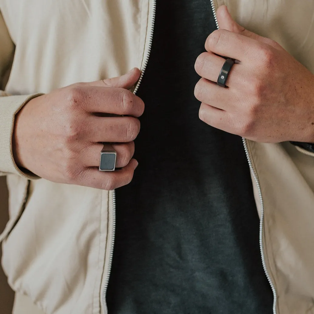 Perseus Titanium Signet Ring 8mm sold by Elysium Hope product image thumbnail 4