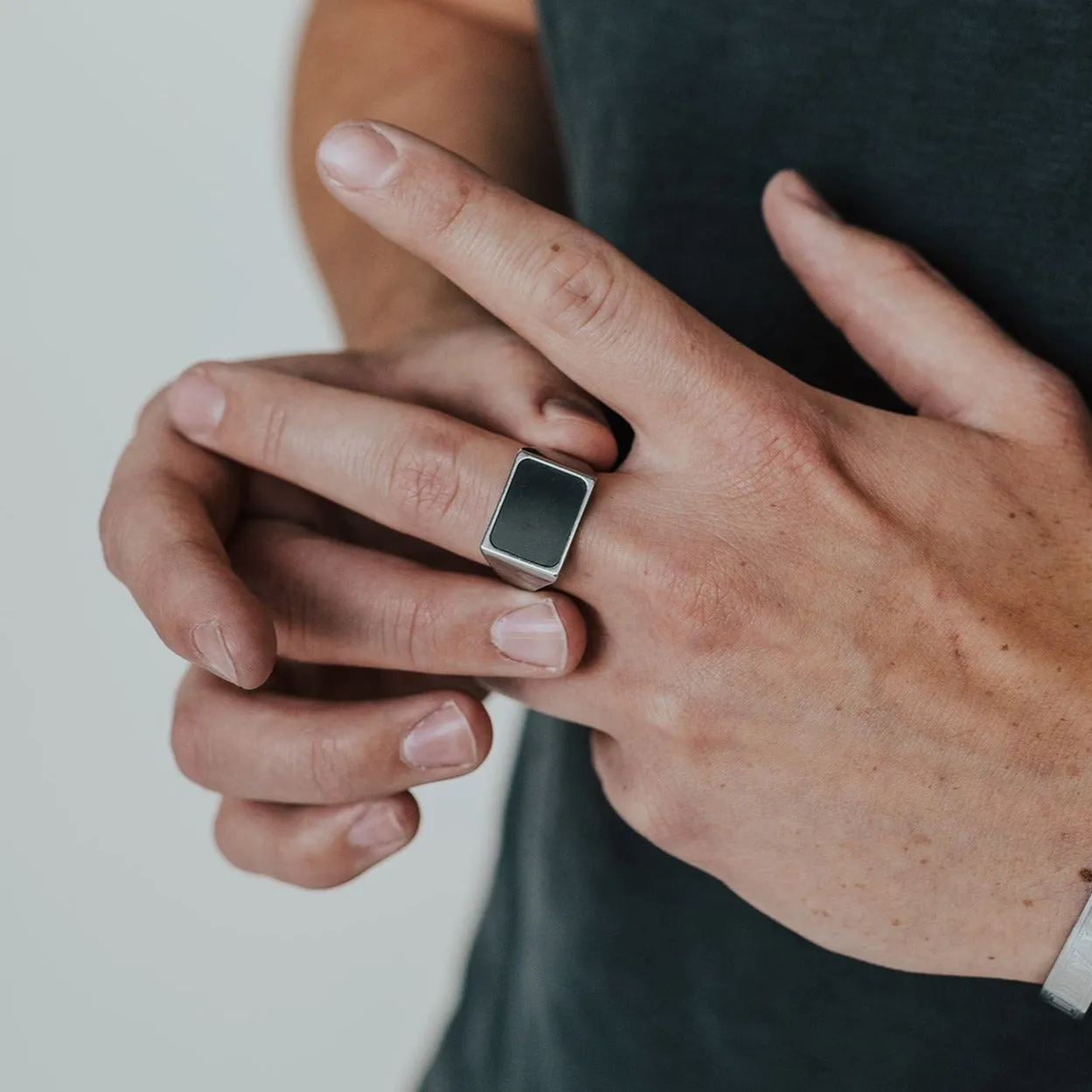 Perseus Titanium Signet Ring 8mm sold by Elysium Hope product image thumbnail 3