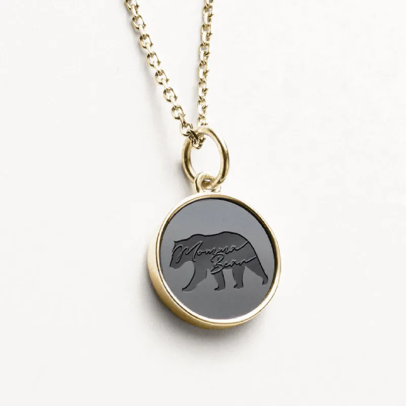 Elysium Black Diamond Momma Necklace - Momma Bear Engraving sold by Elysium Hope