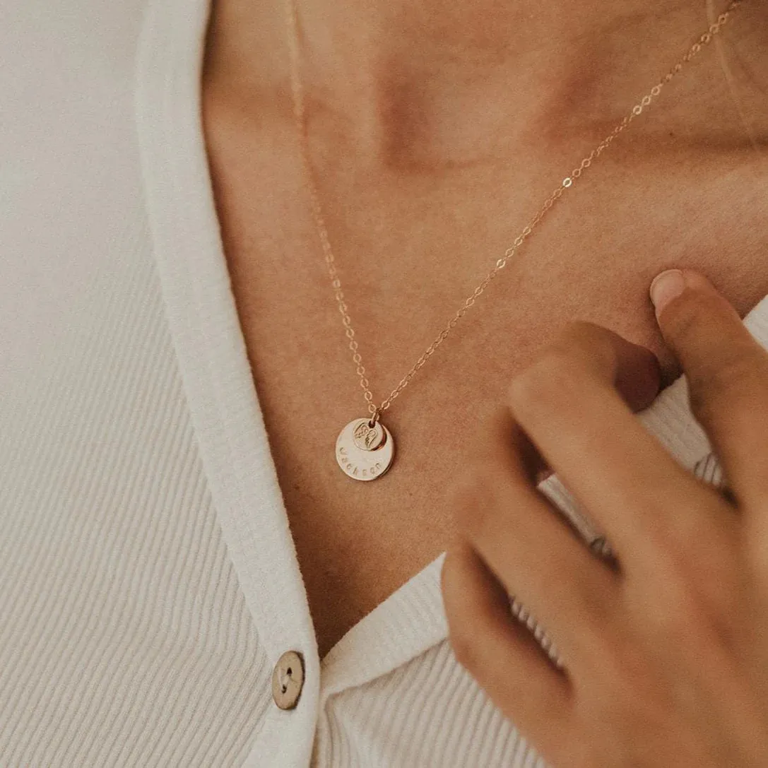 Dainty Disc w/ Pendant Necklace - 1/2" + 1/4" sold by Elysium Hope product image thumbnail 2