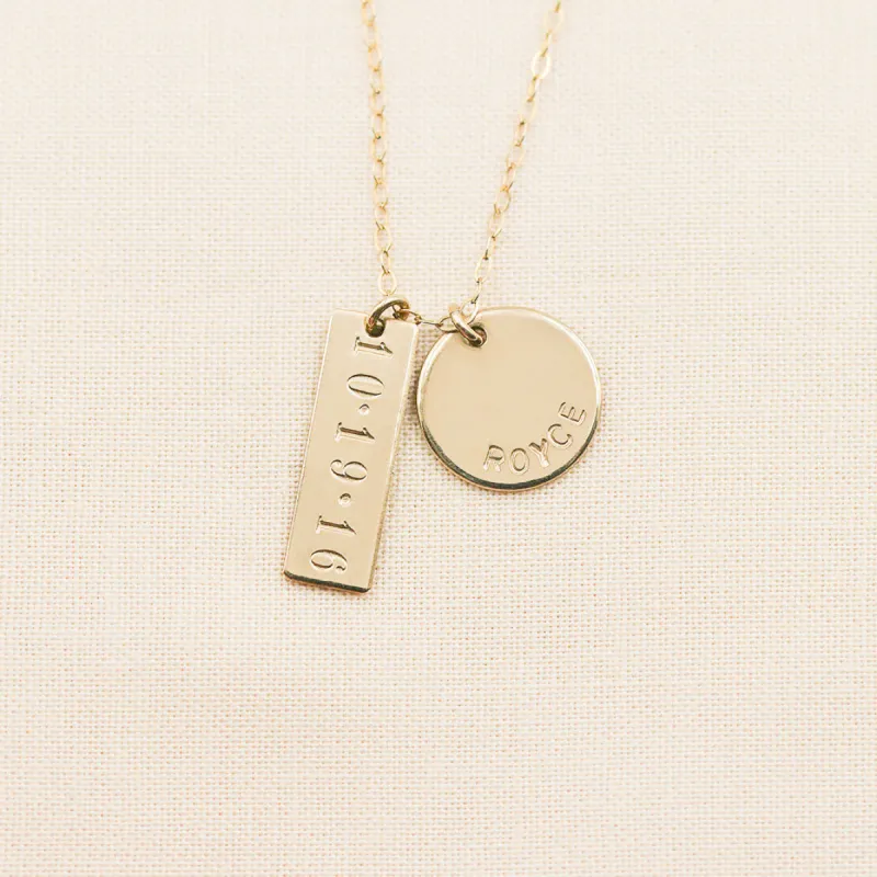 Bar and Disc Necklace sold by Elysium Hope