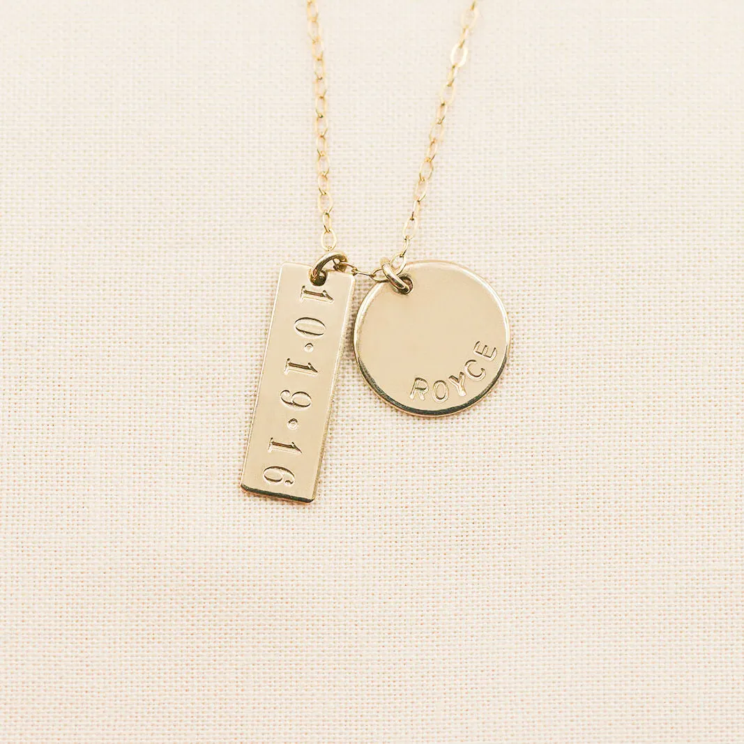 Bar and Disc Necklace sold by Elysium Hope