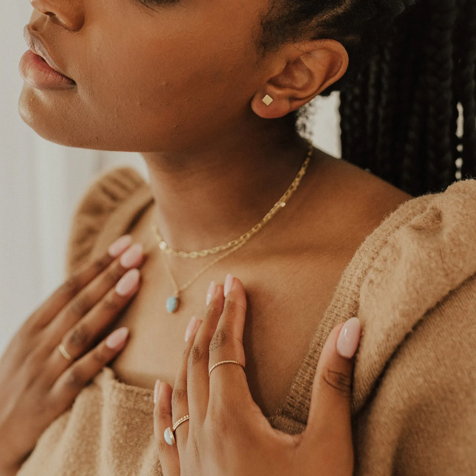 Dainty Square Earrings sold by Elysium Hope product image thumbnail 3