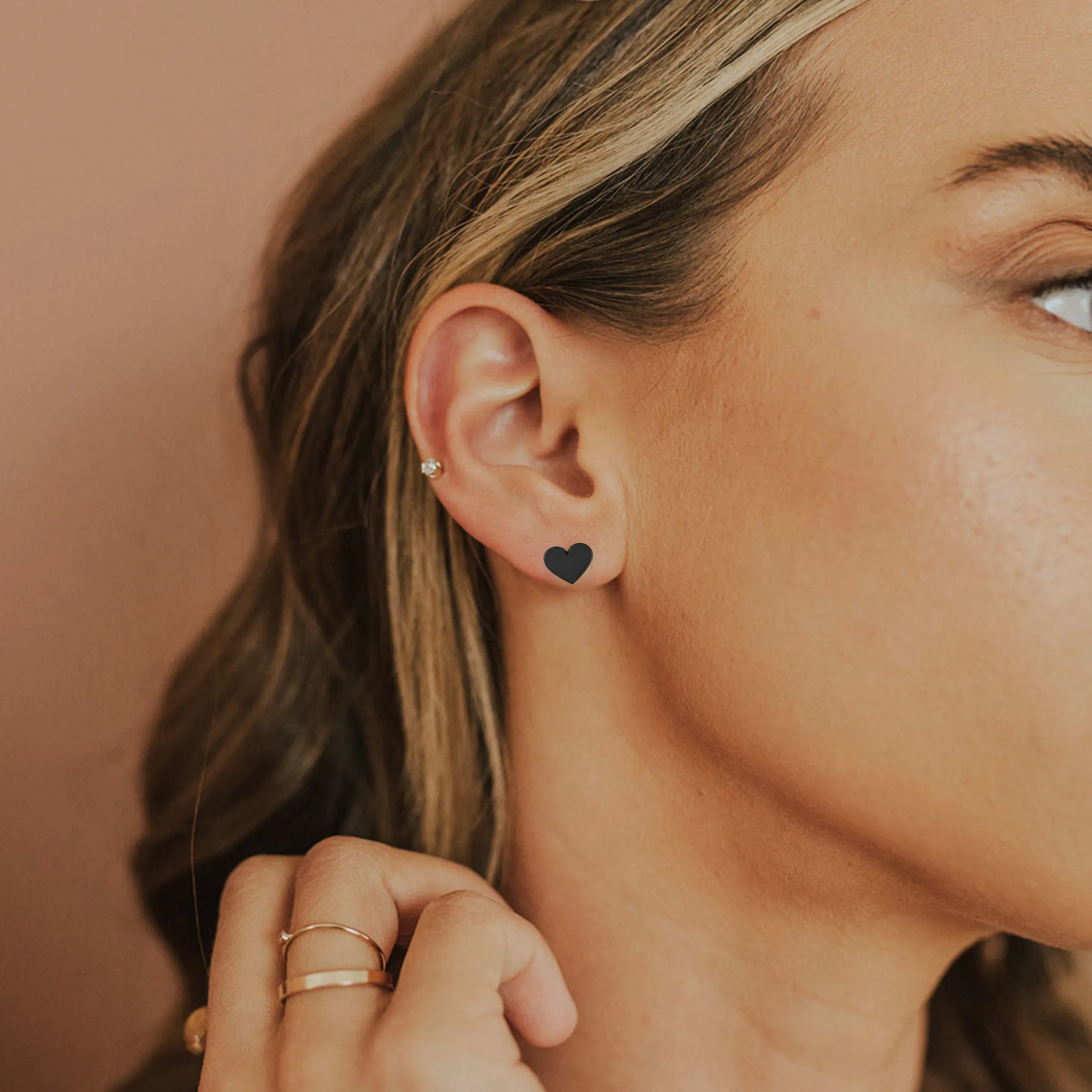 Solid Black Diamond Heart Earrings sold by Elysium Hope product image thumbnail 5