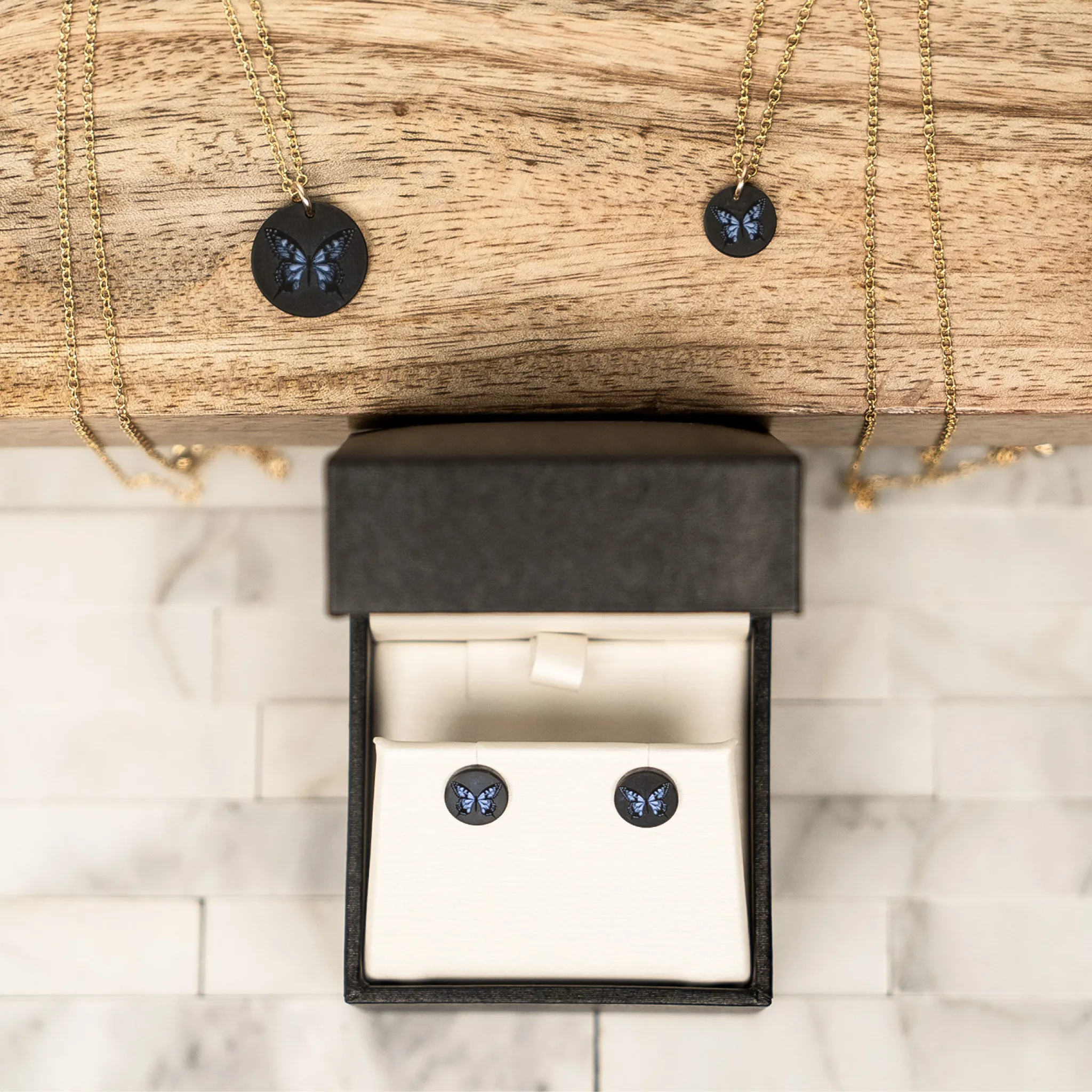 Solid Black Diamond Butterfly Earrings sold by Elysium Hope product image thumbnail 5