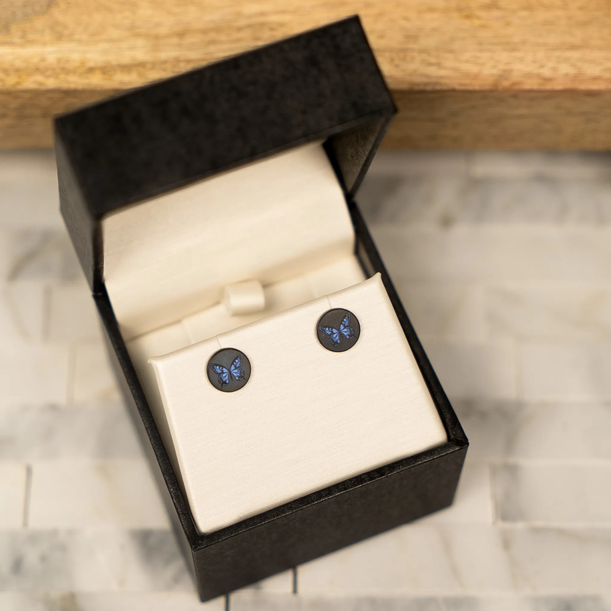 Solid Black Diamond Butterfly Earrings sold by Elysium Hope product image thumbnail 4