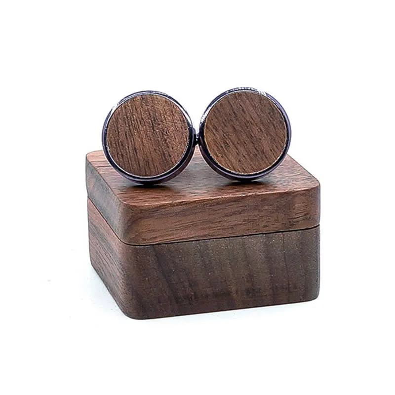 Men's Custom Engrave Letter Box Black Walnut Wooden Cufflinks sold by FloralTrip