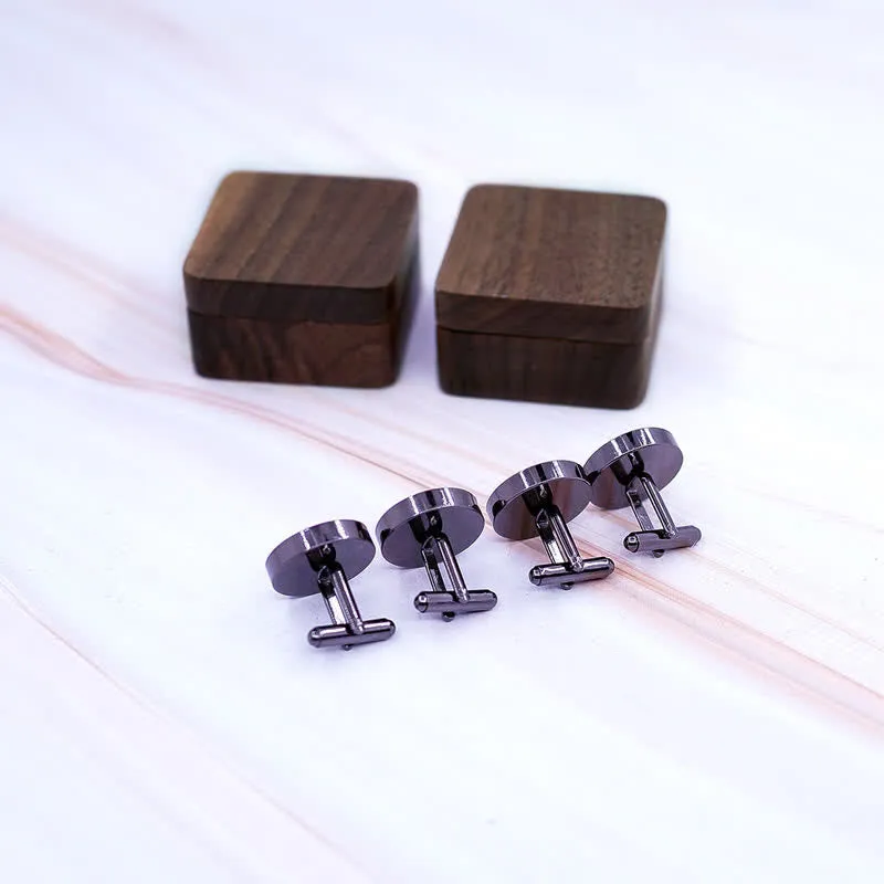 Men's Custom Engrave Letter Box Black Walnut Wooden Cufflinks sold by FloralTrip product image thumbnail 4