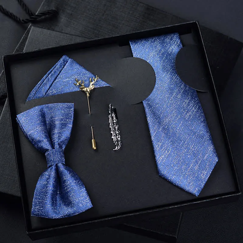 5Pcs Men's Cool Blue Twilled Zipper Necktie Bow Ties Gift Box sold by FloralTrip