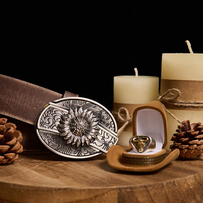 Functional DIY Hidden Knife Belt Buckle Retro Bull Ring Bundle Set sold by FloralTrip