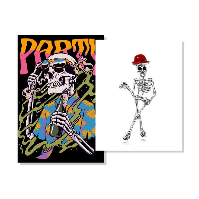Horror Cool Sketelon Skull Enamel Hat Brooch sold by FloralTrip product image thumbnail 4